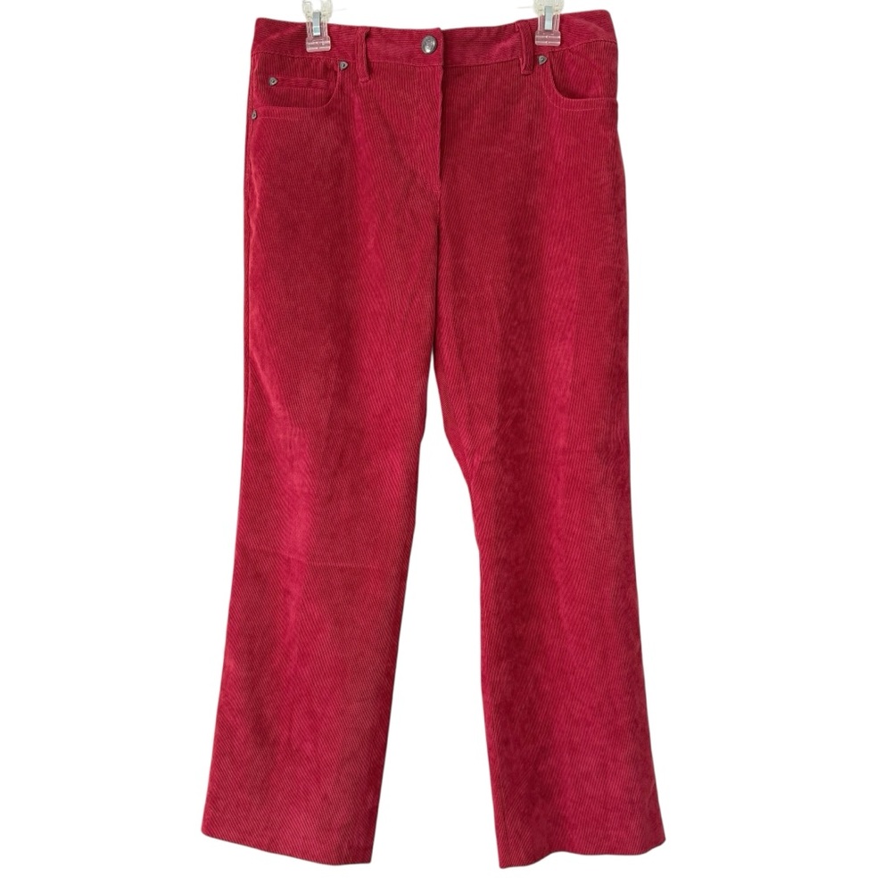 Red Corduroy 33” Waist Straight Leg Pants by New Direction Size 12 Petite